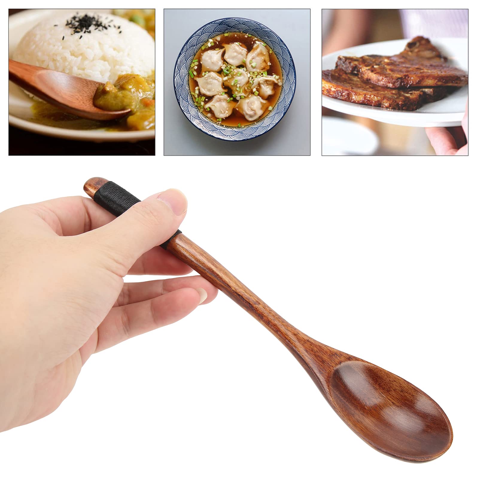 Set 5 Cucchiaini In Legno Di Teak Per Cucina | Utensili Da Cucina Anti Graffio Per Pentole Antiaderenti | Resistenti Al Calore 232°C