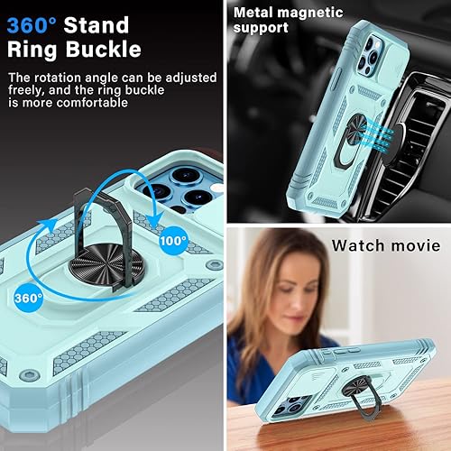 Vista 41 de Korecase Funda de protección para iPhone 12 y 12 Pro Ring Case con cubierta para lente de cámara, grado militar, resistente, de doble capa, cuerpo