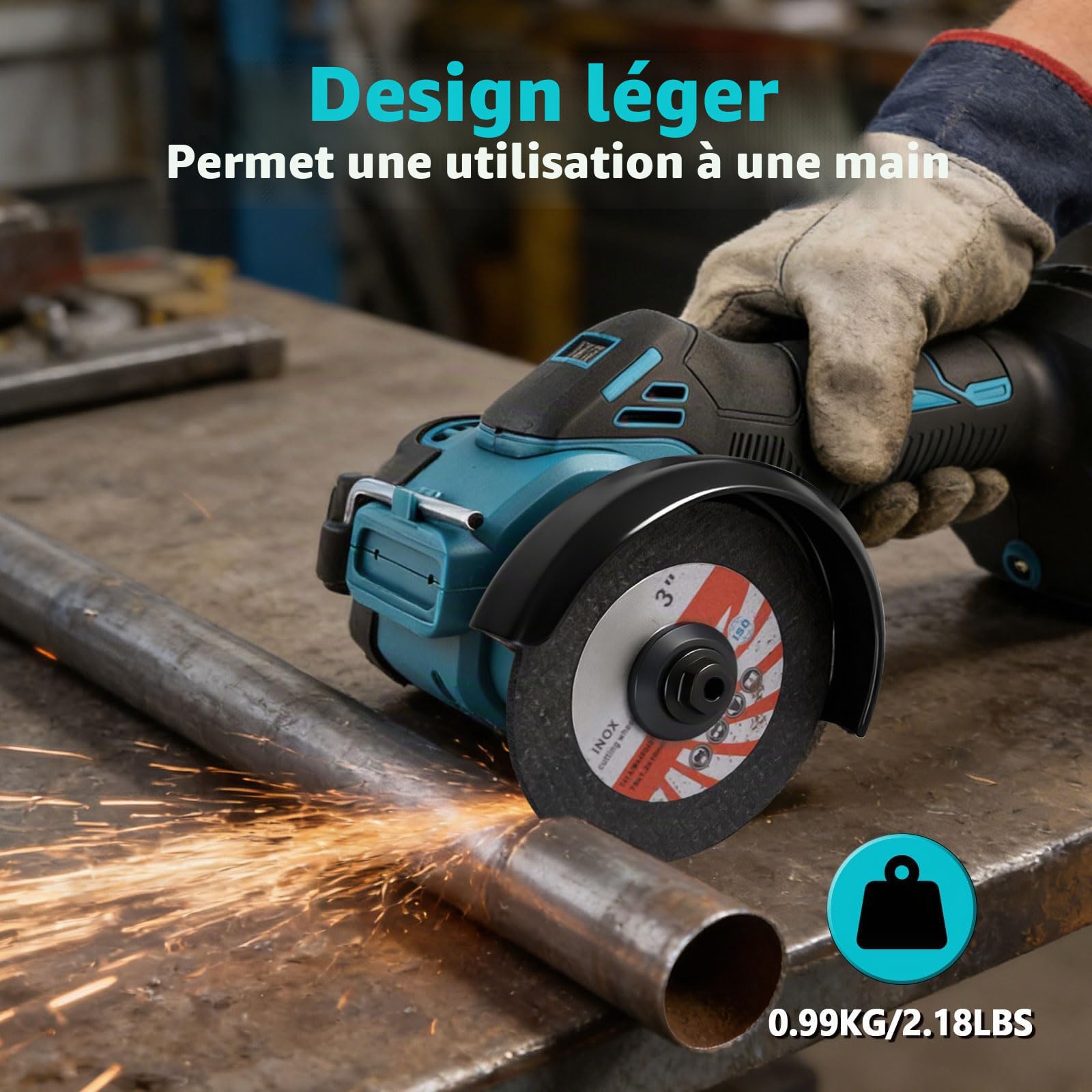 Meuleuse d'angle sans fil pour Makita 18V, mini meuleuse d'angle sans balais 20 000 tr/min 75 mm petit outil d'angle avec 2 disques pour coupe, polissage, meulage (pour Makita)