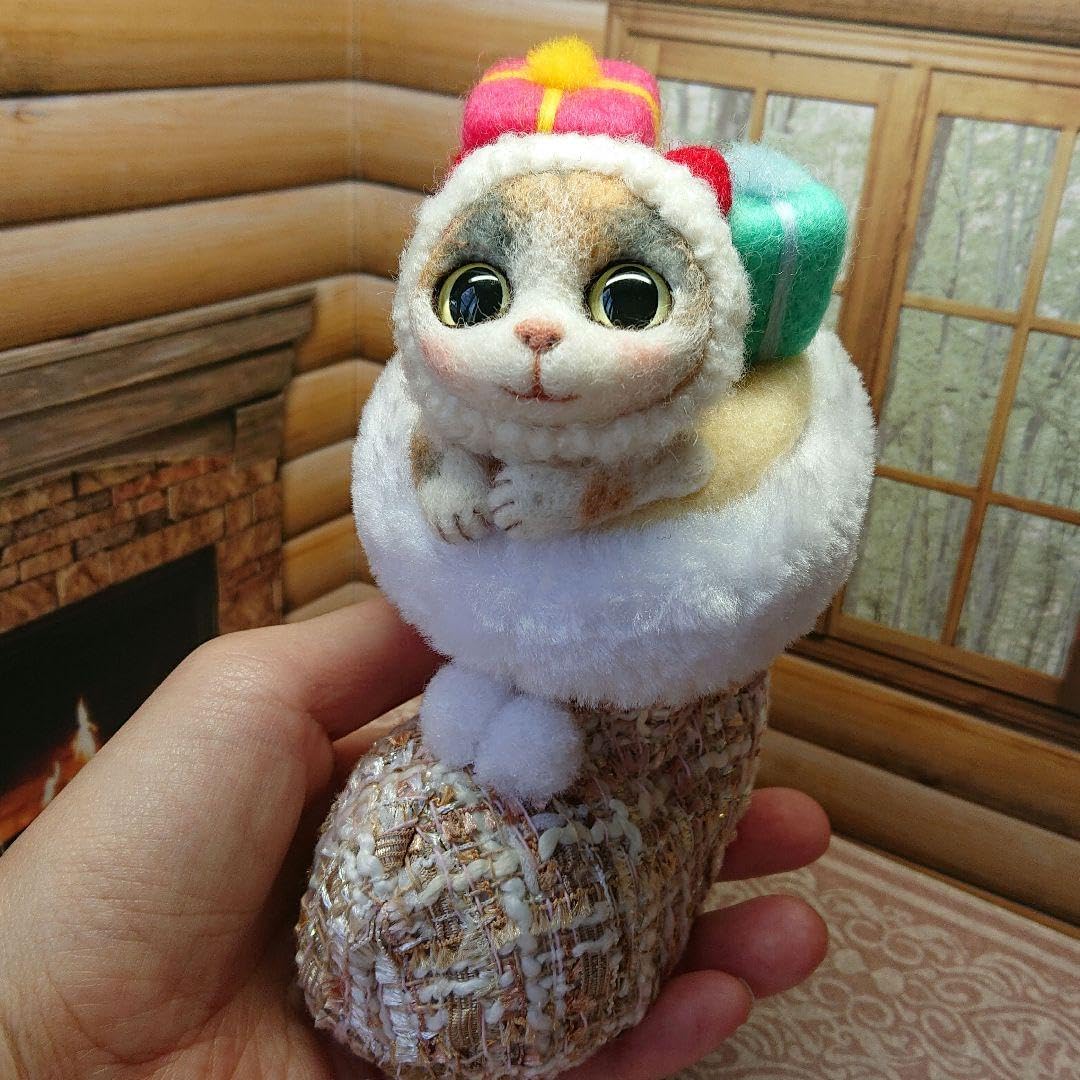 ミニフレーム 羊毛フェルトのクリスマスリースサンタブーツプレゼント