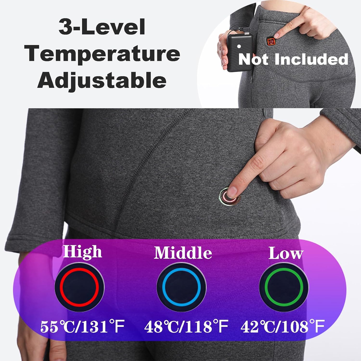 Women's Heated Thermal Underwear Set Winter Outdoor Sports Undershirt Base Layer Fleece Lined Long Johns