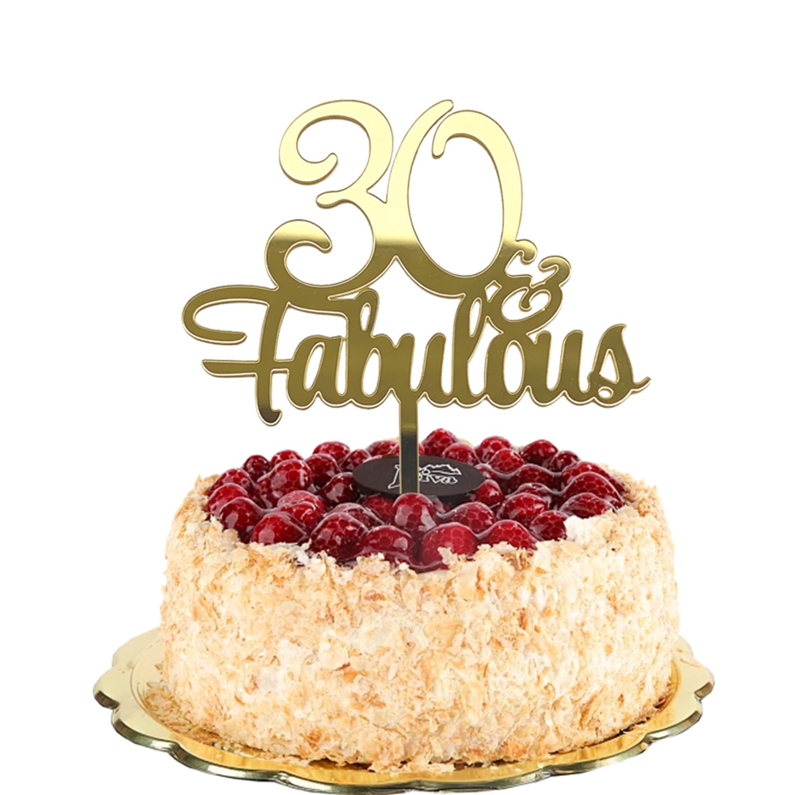 30th Birthday Cake Topper Gold - Acrylic 30 Fabulous Cake Decorations for Women & Men - Durable Non-Edible Cake Toppers for 30th Birthday Party Decorations
