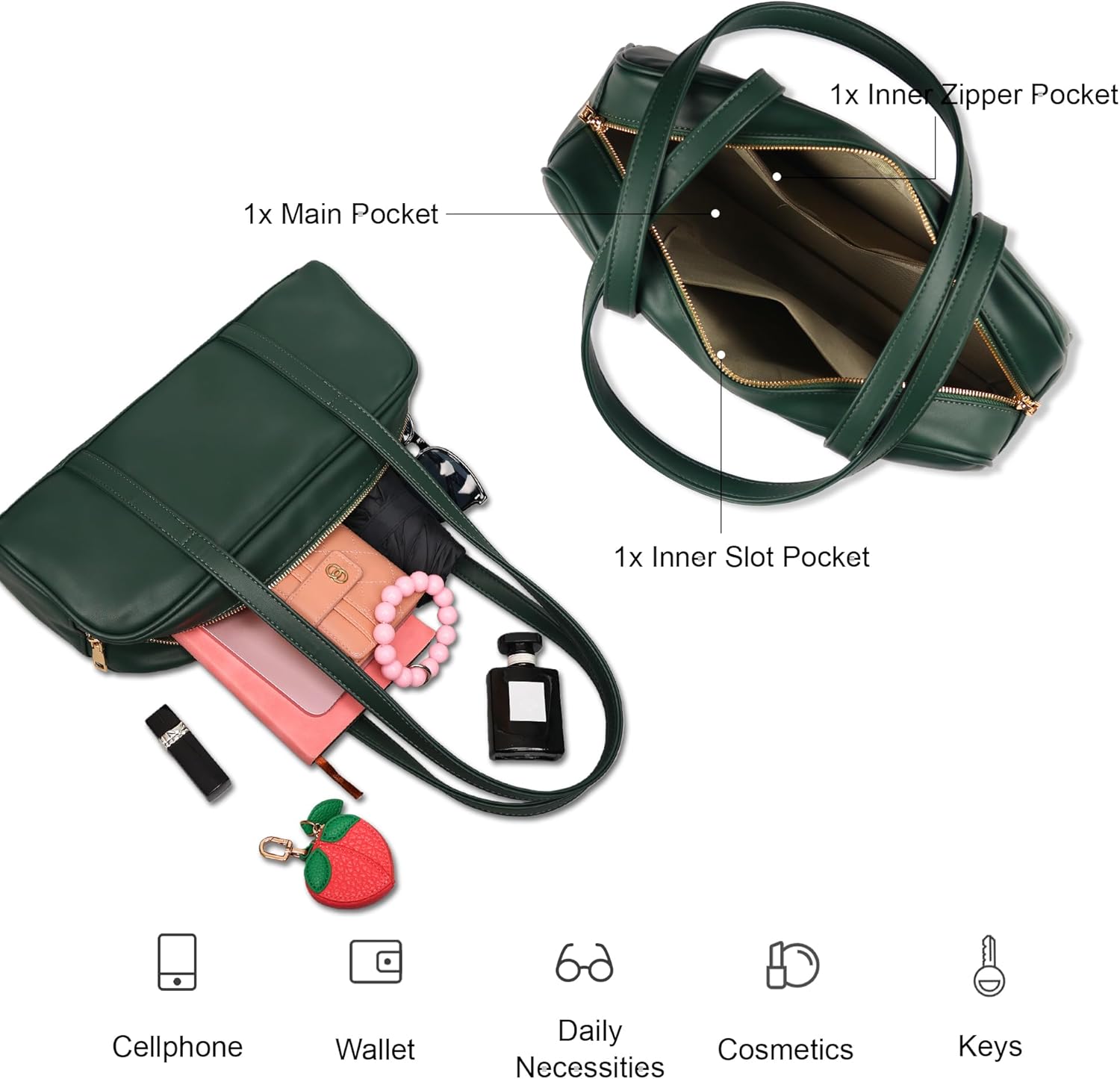 Swing Zip Shoulder Bag for Women Vegan Leather Shoulder Handbag Top-Handle Hobo Bags Trendy Purse - Image 5