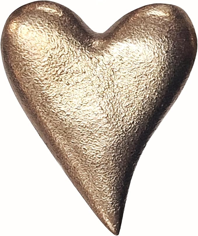 EIN kleines Herz Figur aus massiver Bronze 3,5 x 4,5 cm, Gold als Kleinigkeit zur Hochzeit, Weihnachten, Namenstag, Geburt, Valentinstag oder Dankeschön