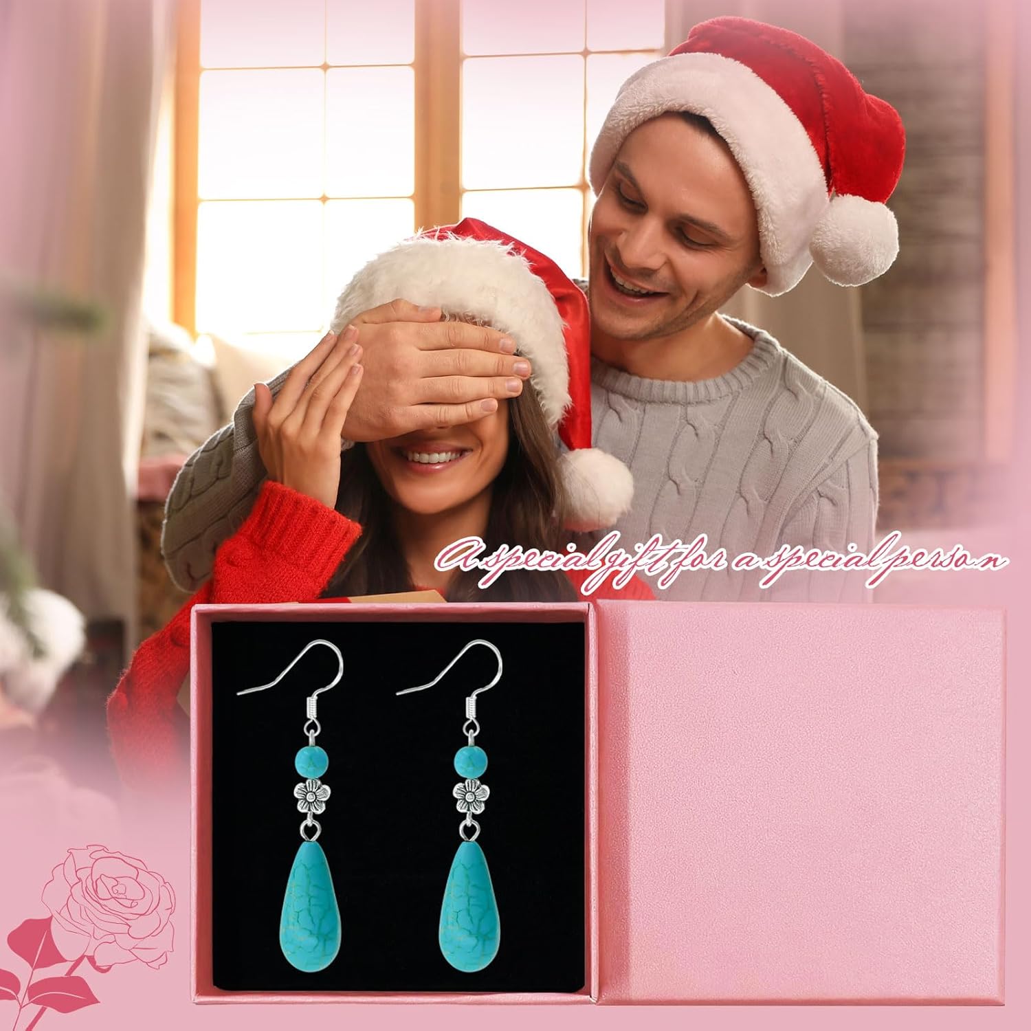 GLLBTPT Turquoise Dangle Earrings 925 Sterling Silver for Women Drop Earrings Boho Western Costume Jewelry for Women - Image 7