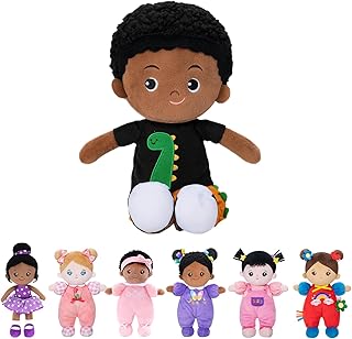OUOZZZ 15" Soft Baby Doll for Boys Girls - First Baby Doll African American Rag Doll Sleeping Cuddle Buddy Doll Dinosaur P...