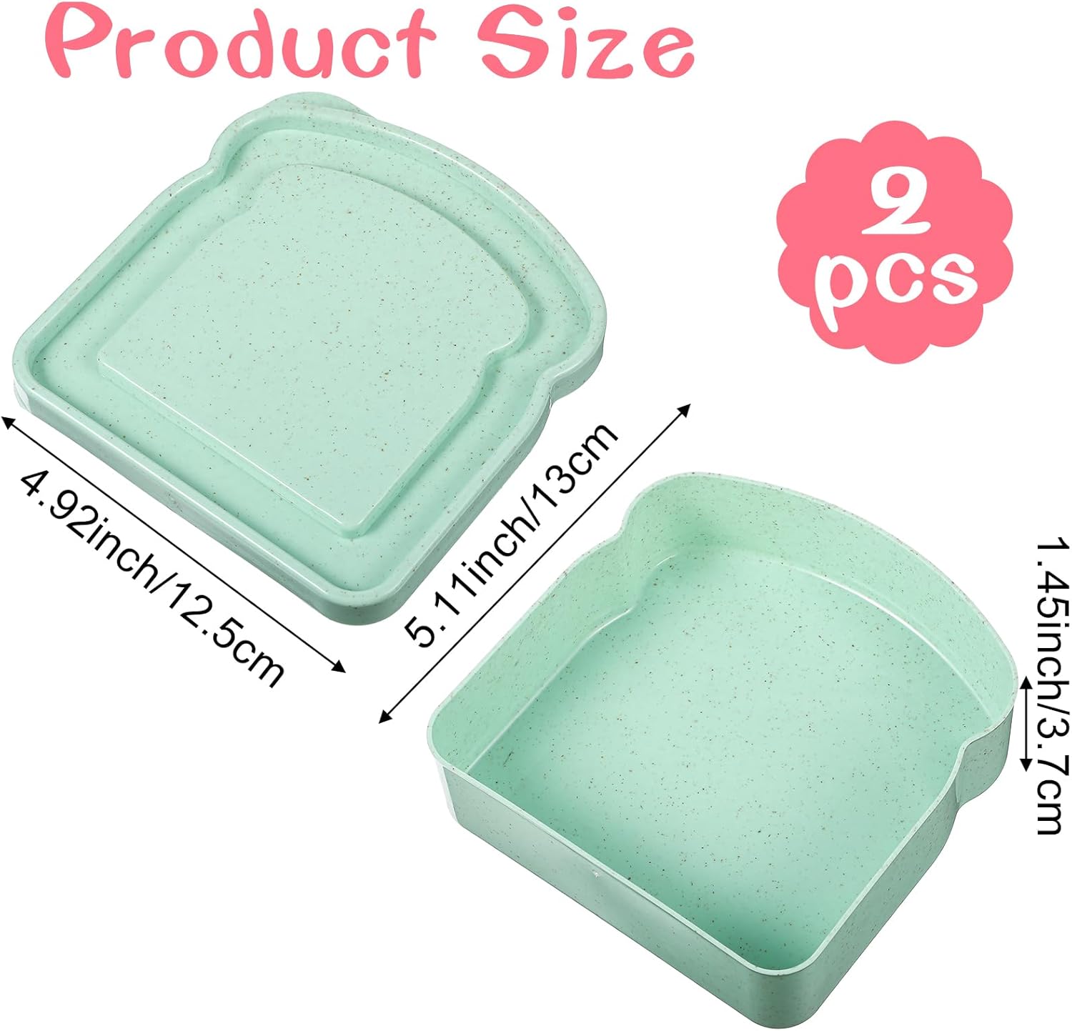 4 PCS Sandwich Box Container Reusable Sandwich Containers Plastic Toast Shape Food Storage Box with Lid Food Holder Bread Container for Family School Office Adults Camping Dishwasher - Image 2