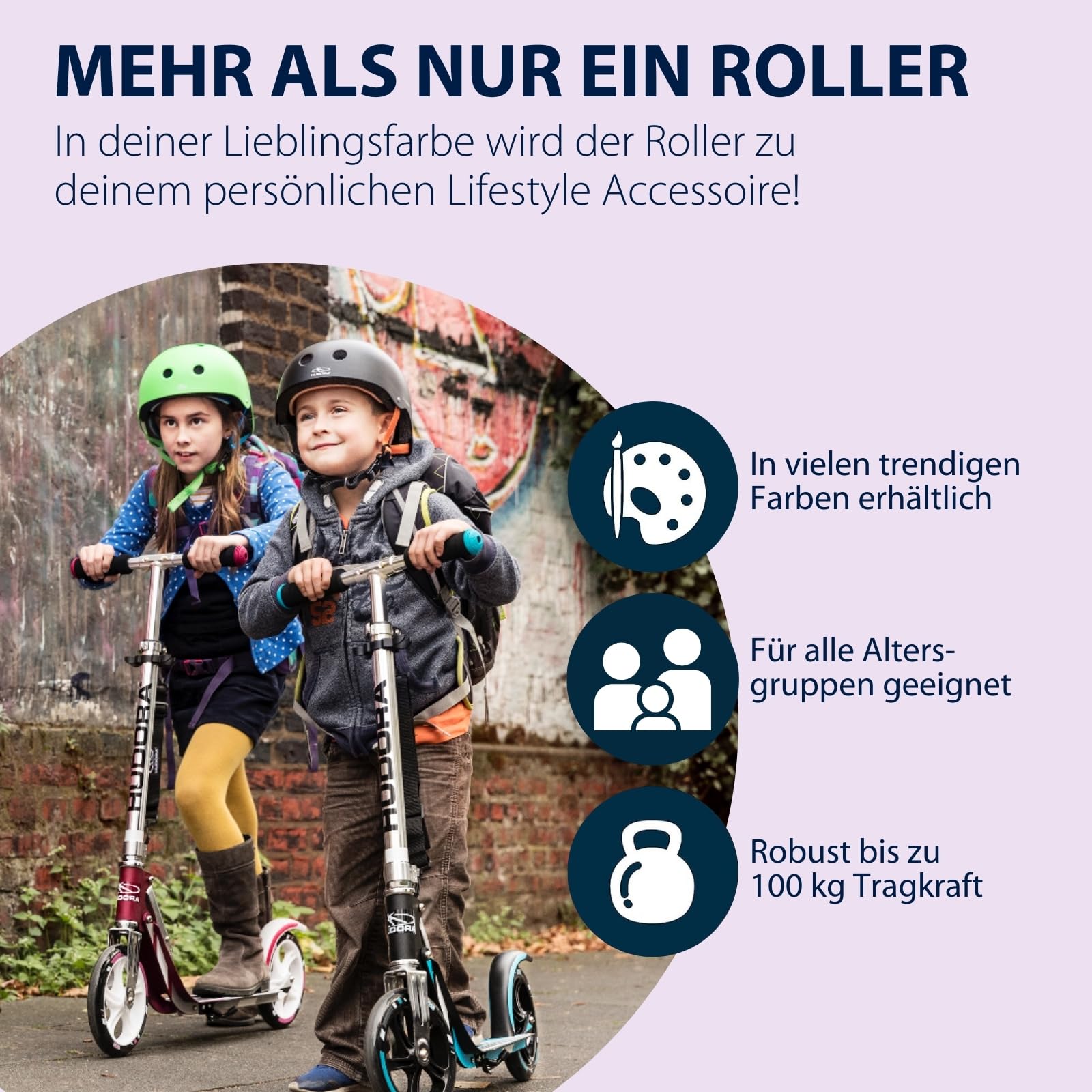 HUDORA BigWheel Scooter 205 - Stabiler Aluminium-Roller - Höhenverstellbarer & zusammenklappbarer Cityroller - Kinder- & Erwachsenenroller für bis zu 100kg - Tretroller mit Ständer