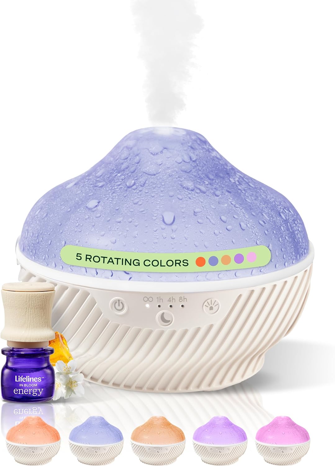 Lifelines Cloud Ultrasonic Essential Oil Diffuser with Essential Oil Blend, 300ml – Aromatherapy Diffuser with Soothing Mesmerizing Raindrop Effect & Auto-Shutoff Feature – Home & Bedroom Essentials