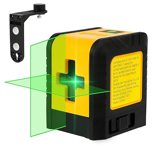 Amazon Basics Horizontal/Vertical and Cross-Line Class II Laser Level for Picture Hanging, Construction, Home Renovation, 59 ft / 708 in, Yellow/Black