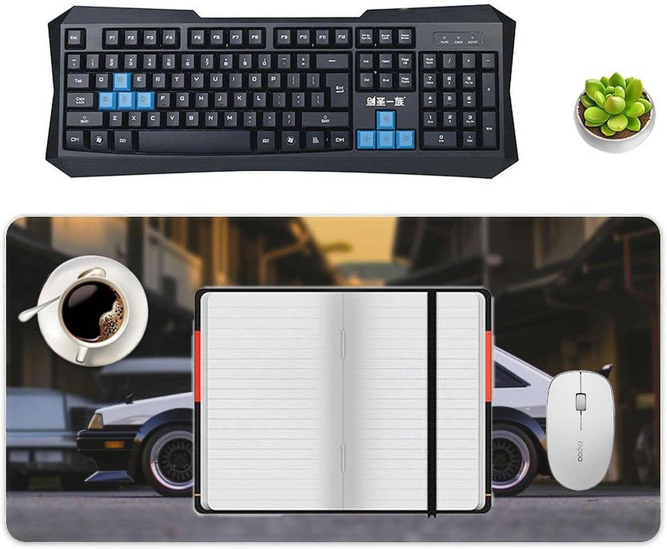 Large Mouse Pad Gaming Cool JDM Japanese Street Classic Car Ae86 Desk Mat Long Big Mousepad Extended Keyboard Computer Pad Office Desk Organizers and Accessories 23.6 x 11.8 inch - Image 4