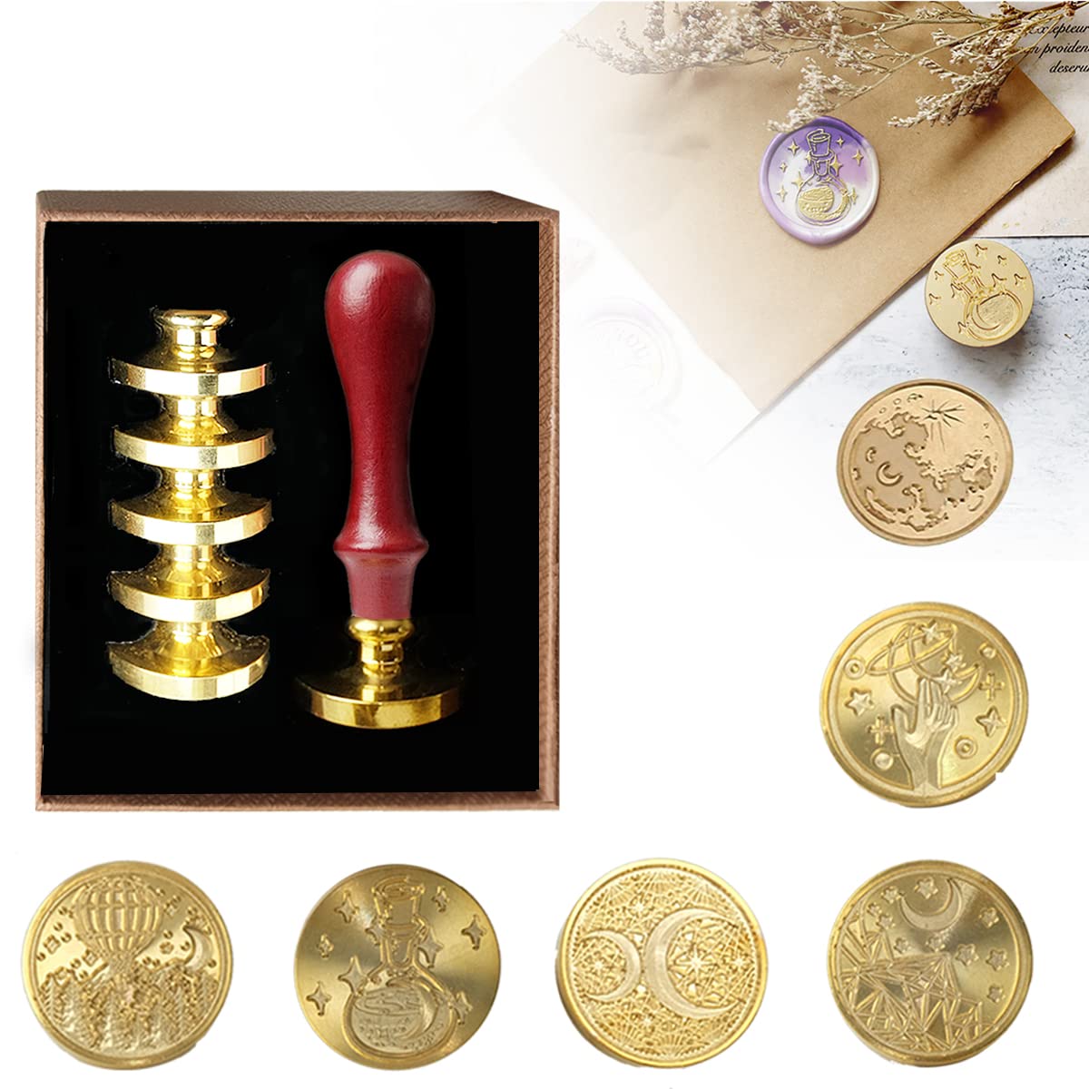 Amazon.co.jp: シーリングスタンプ 蝋封 スタンプ セット 木製ハンドル