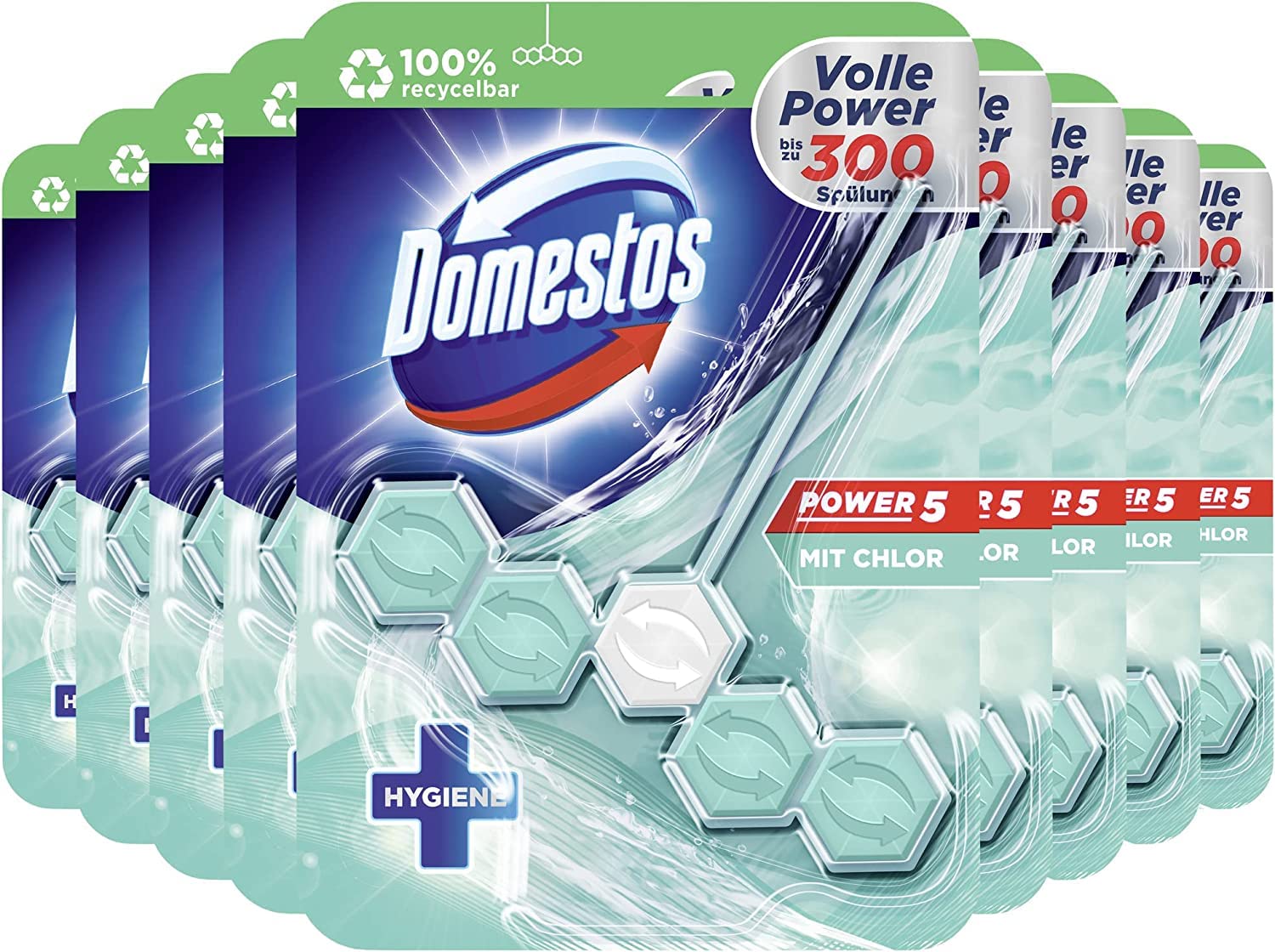 Domestos Power 5 - Limpiador de inodoro (9 x 55 g, 495 g)