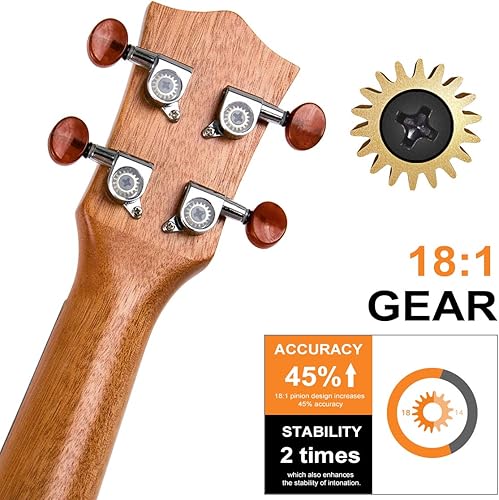 Miniatura 27 de Ukelele Kmise soprano - Ukelele profesional de caoba, Instrumento de 21 pulgadas para principiantes, Kit de iniciación de ukelele hawaiano
