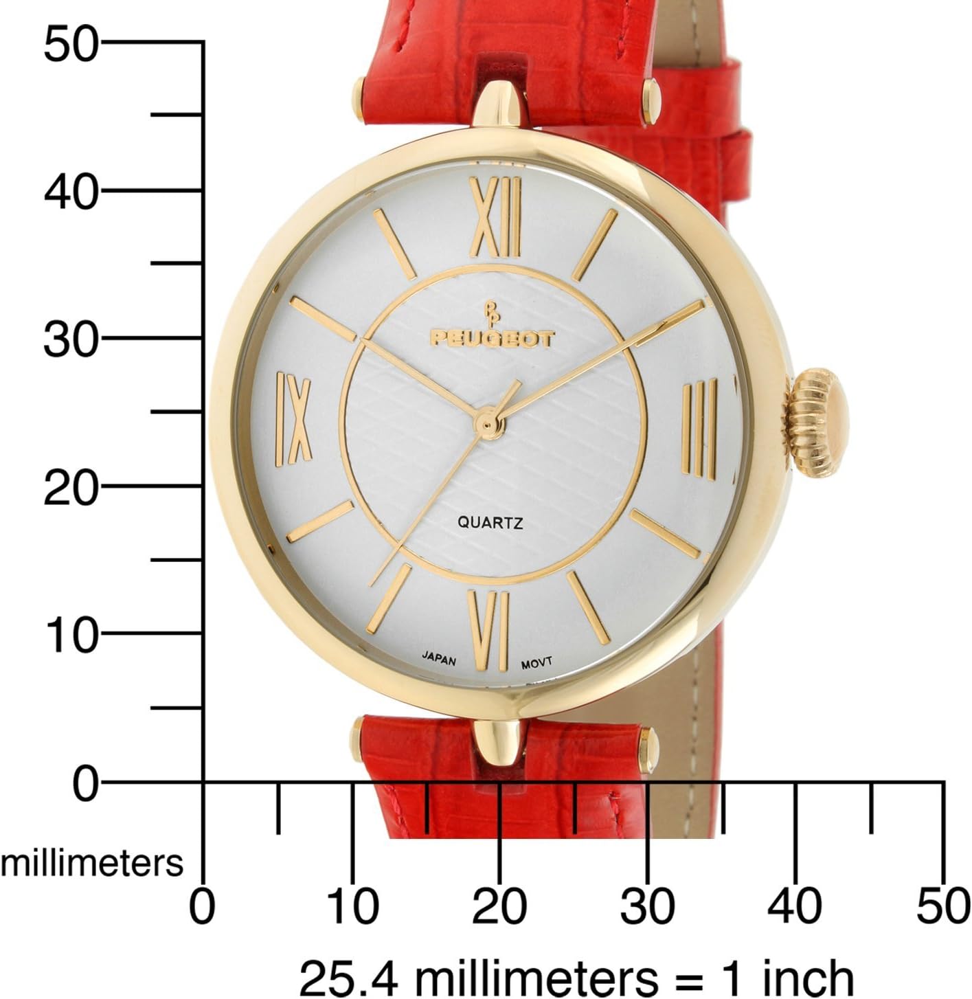 Women's 38mm Watch T-Bar Dress Red Leather Strap - Image 6