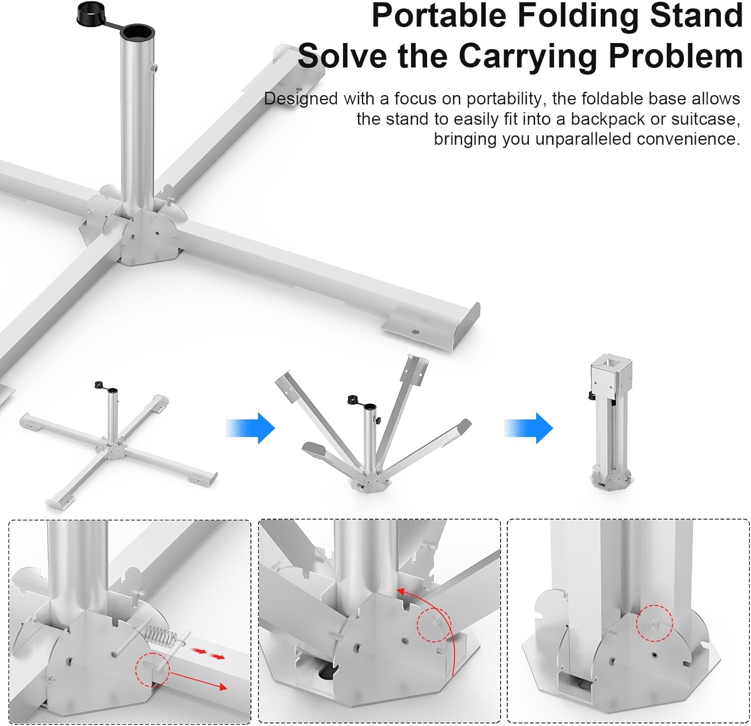 Starlink Gen 3 Tripod Mount, 47" Adjustable Height Stand with 4 Foldable Legs for Standard Starlink Gen 3 Dish, Heavy-Duty & Portable, Complete Star-Link Mounting Kit Include Pipe Adapter