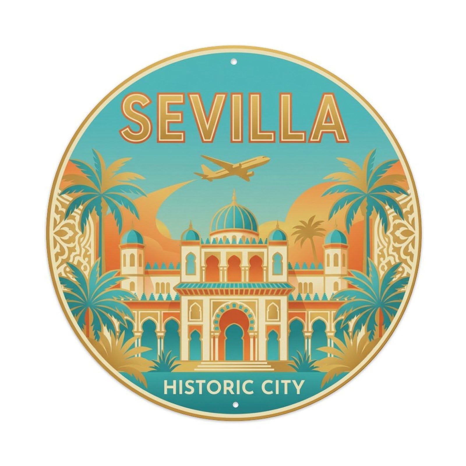 Vintage Travel Seville Spain Nation Metal Tin Sign