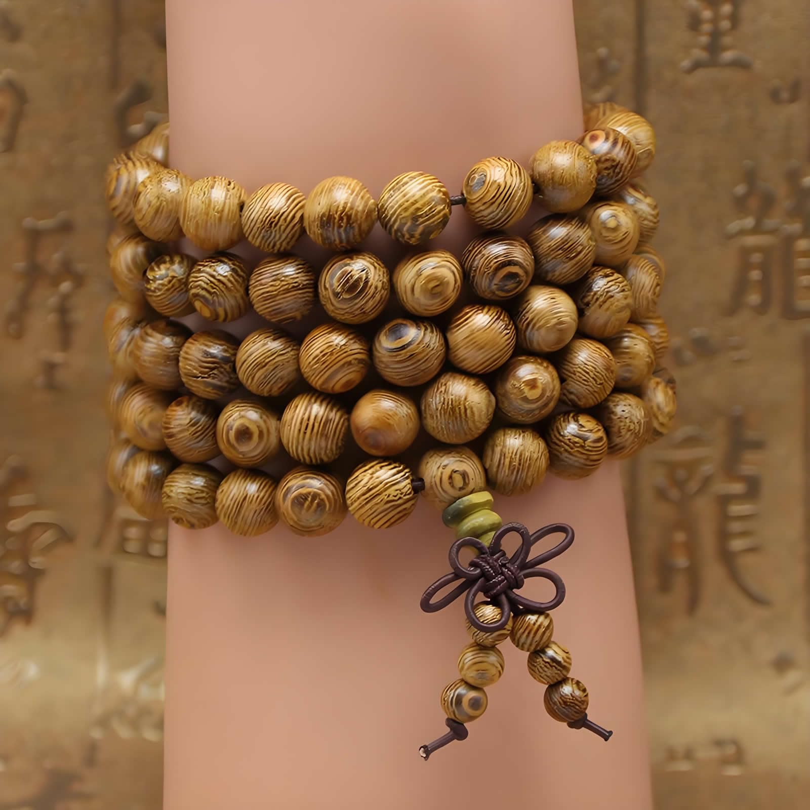 Unisex Naturalny Naszyjnik Mala z Drewna Wenge, Bransoletka z Koralików Modlitewnych, Medytacja Buddyjska Japa, Różaniec Mala, Koraliki do Jogi