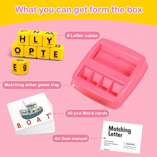 Miniatura 2 de Fenikso Juego de letras a juego, ortografía del alfabeto y palabras de lectura, objetos y reconocimiento de color, juguete educativo de aprendizaje