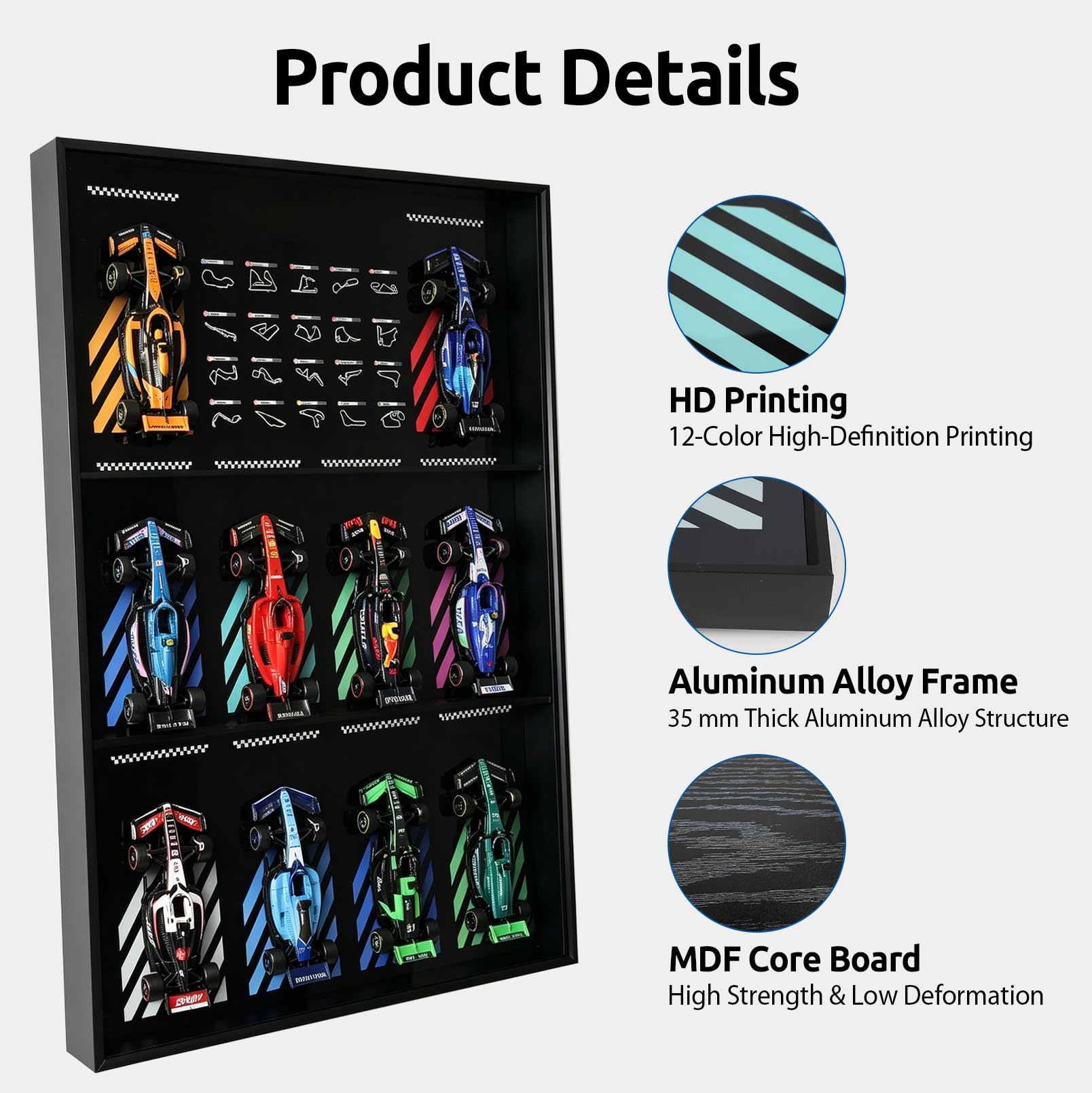Vitrina de Pared para Coches en Miniatura con Panel Protector de Acrílico | Expositor de Pared para Modelos de Colección, Panel Expositor con Marco de Aluminio, Exposición para Vehículos en Miniatura