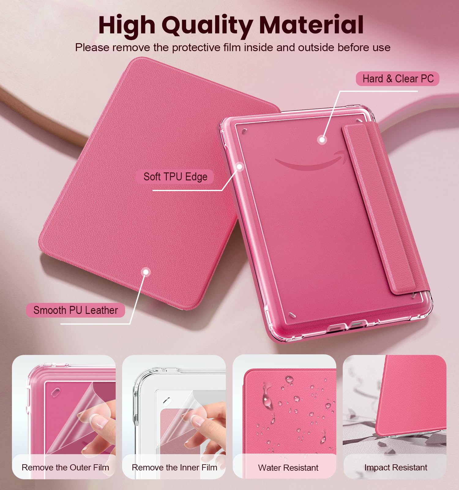 MyGadget Custodia per Kindle Paperwhite 12a Generazione [ 2024 - SA569P - 7 Pollici ] - Cover Impermeabile in Eco-pelle Funzione Sonno | Sveglia Integrata - Marrone