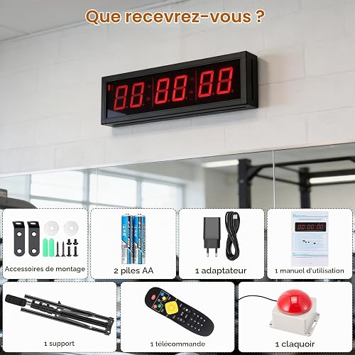 Timer Per Il Conto Alla Rovescia, Cronometro Digitale A 6 Cifre 2,3 Pollici Per Gare Giochi Timer Palestra Con Treppiede Cronometro Sportivo Con Telecomando 12/24 Ore Luminosità Regolabile (Collega) - 8