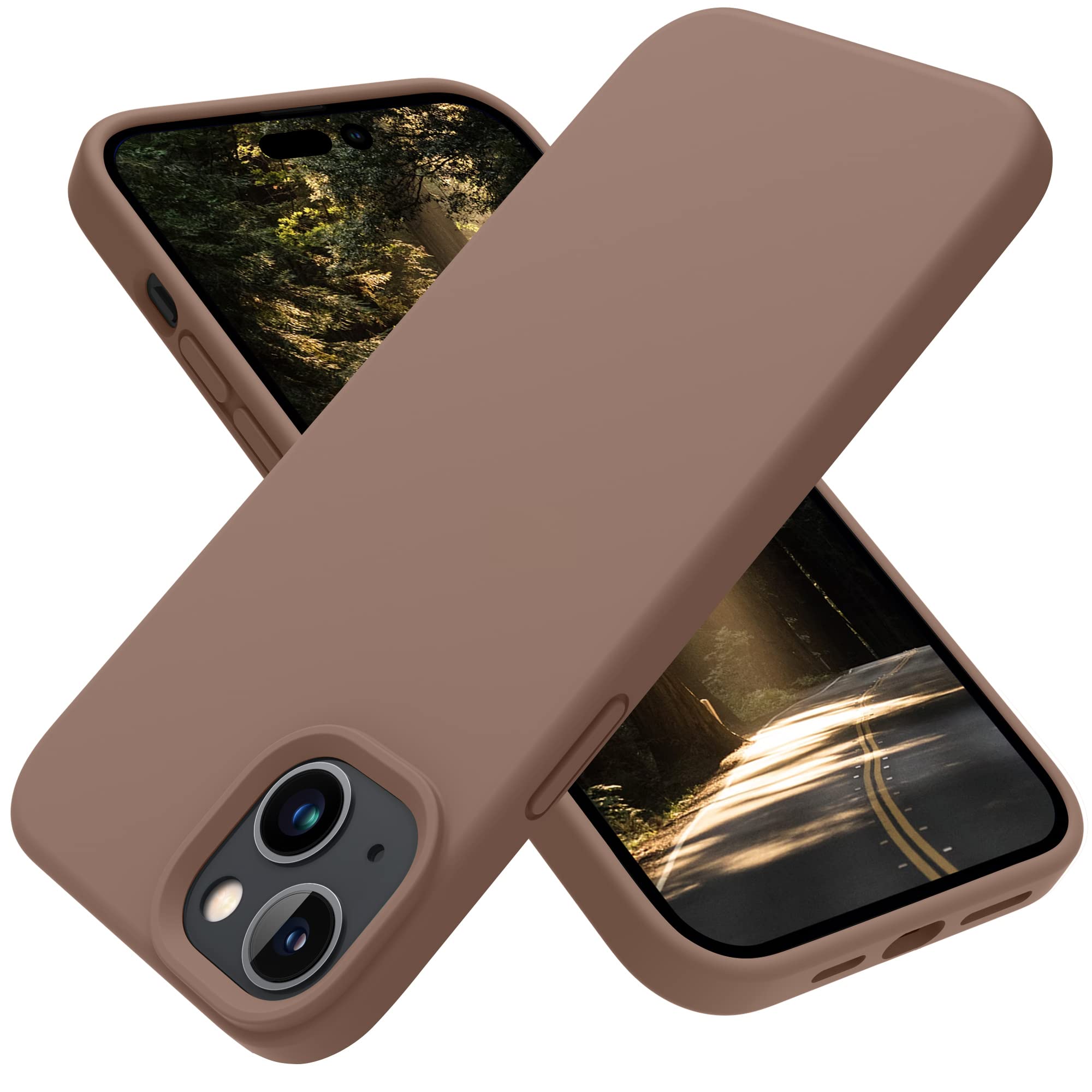 Coque iPhone 14 Plus silicone antichoc marron clair protection fine - 8