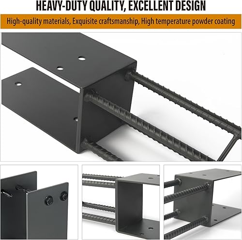 Miniatura 24 de Paquete de 2 soportes de acero inoxidable resistentes en forma de U de 6 x 6 pulgadas (real 5.5 x 5.5 pulgadas) para base de poste de hormigón
