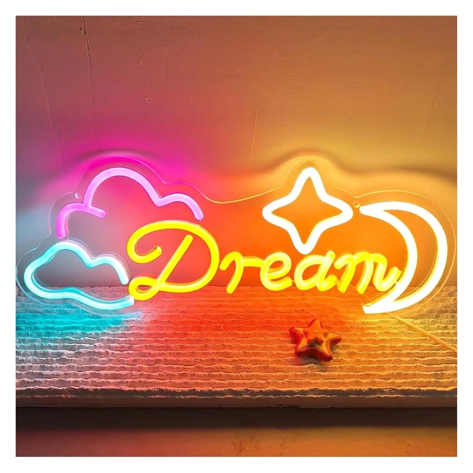 Letrero luminoso de neón "Dulces Sueños" con forma nube, para decorar paredes dormitorios, bodas, 17,3cm×45cm(A)