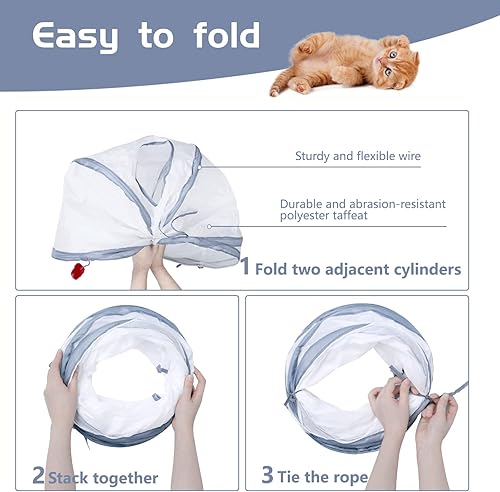 Vista 45 de Sheldamy Túnel para gatos, túnel de juego plegable de 2 vías, laberinto de juguete interactivo para animales pequeños, rojo y negro 2 vías rojo