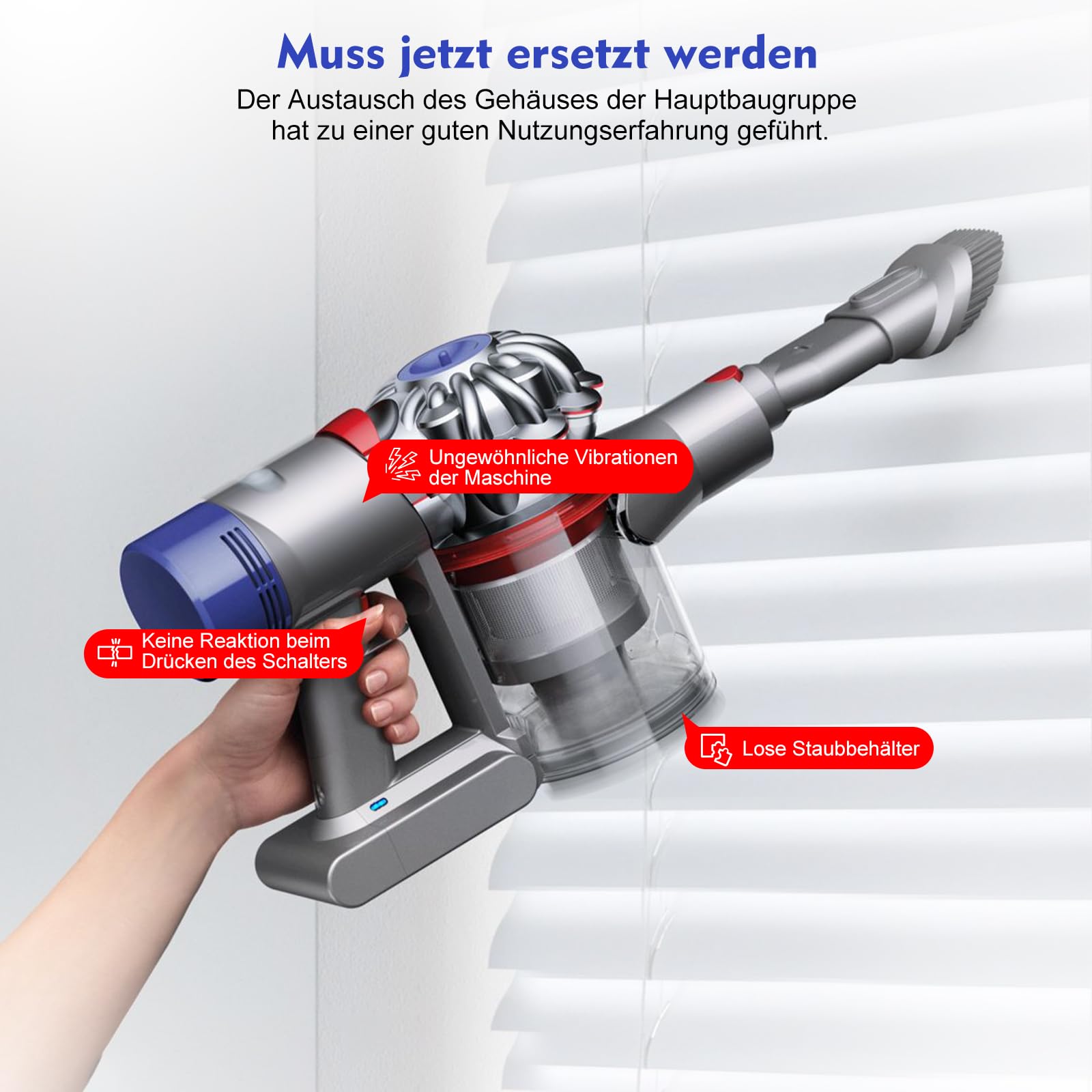 V8 Gehäuse mit Hauptkörper-Montage für Dyson V8 E-Version Akkus Ersatzteile