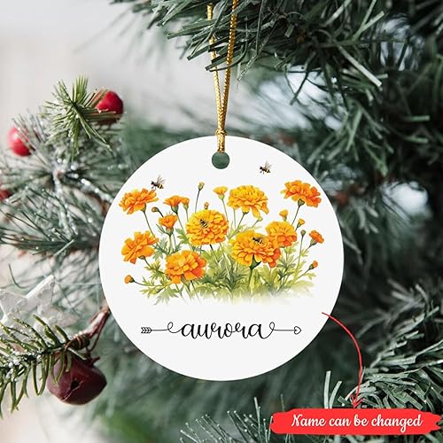Miniatura 2 de Adorno de Navidad de flor de caléndula 2023, adorno de Navidad personalizado de caléndula para familiares y amigos, regalos de flores, regalo