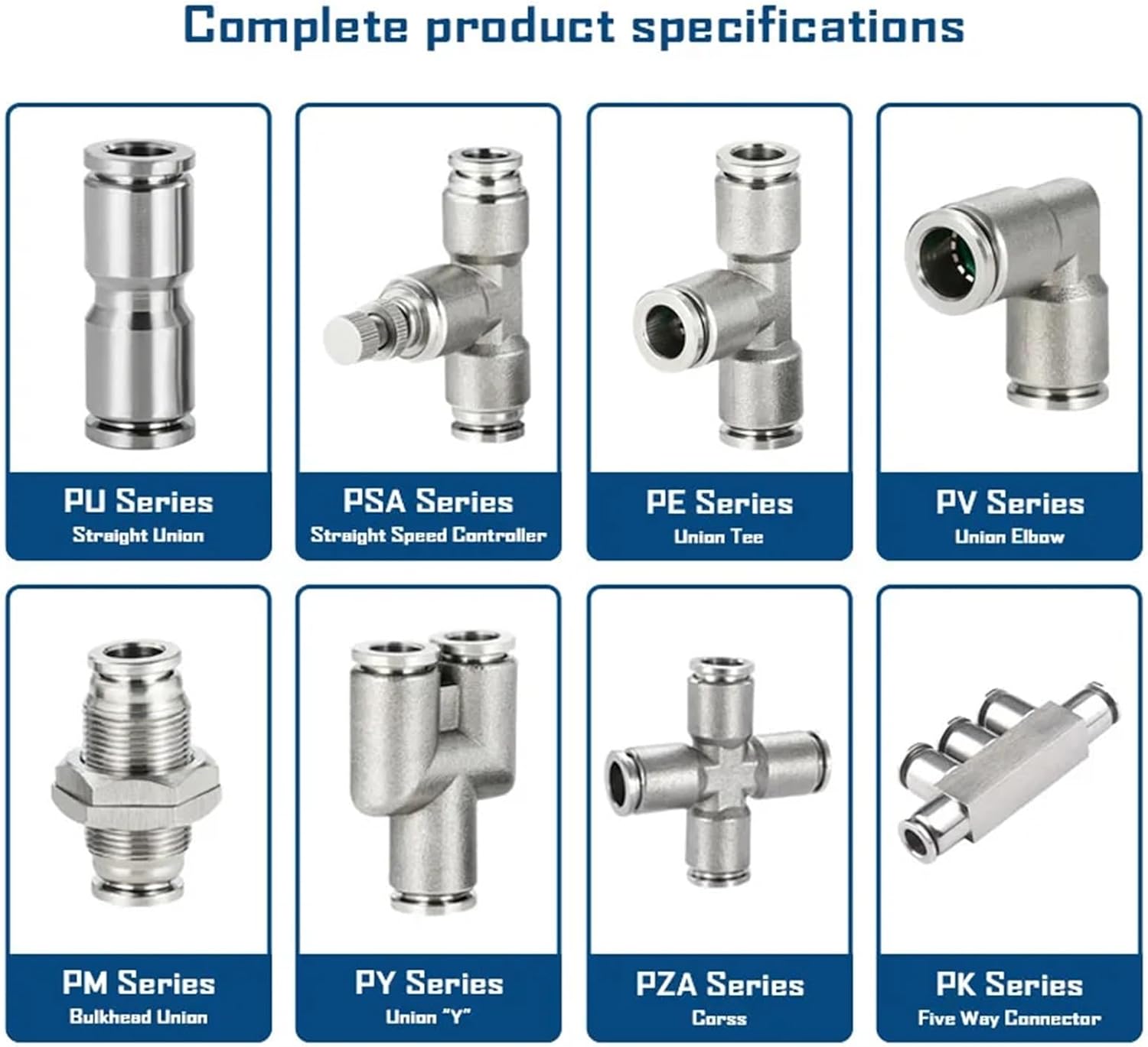 304 Stainless Steel Pneumatic Air Hose Fittings High Pressure Fitting Pipe ConnectorPU/PY/PE/PV/PM/PZA/PSA/PK Hose 4 6 8 10 12mm(10mm,PSA)