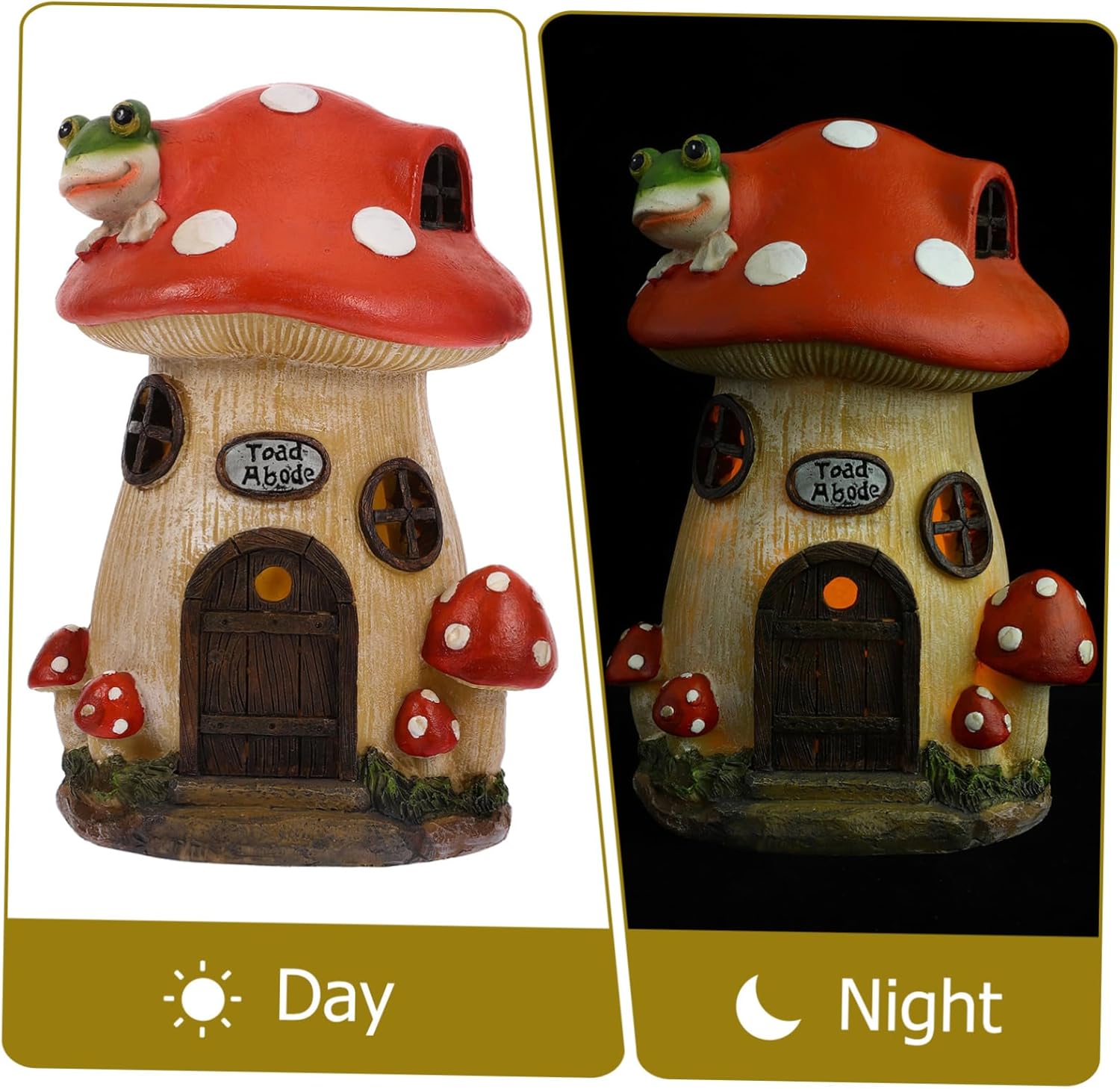 Mushroom House Solar Light Statue Charming Garden Decor Outdoor Figurine Creative Fairy Cottage Ornament for Landscaping Solar Powered Design