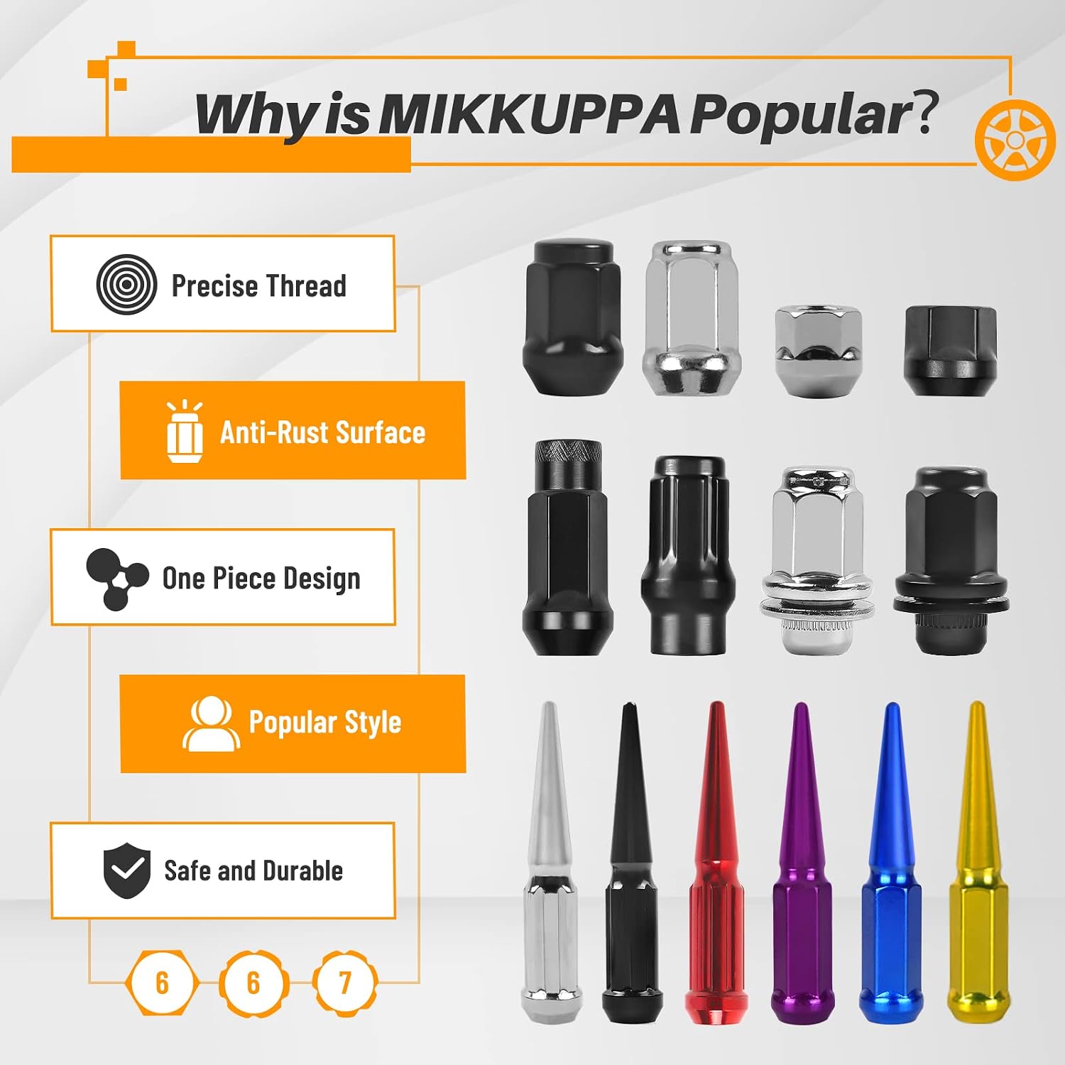 MIKKUPPA 32PCS 9/16-18 Lug Nuts - 3/4" Hex, 2" Tall, 0.91" Wide - Replacement for 1994-2011 Ram 2500 3500, 2002-2010 Dodge Ram 1500, 1992-1996 Ford F250 Aftermarket Wheel - Chrome Splined Lug Nuts