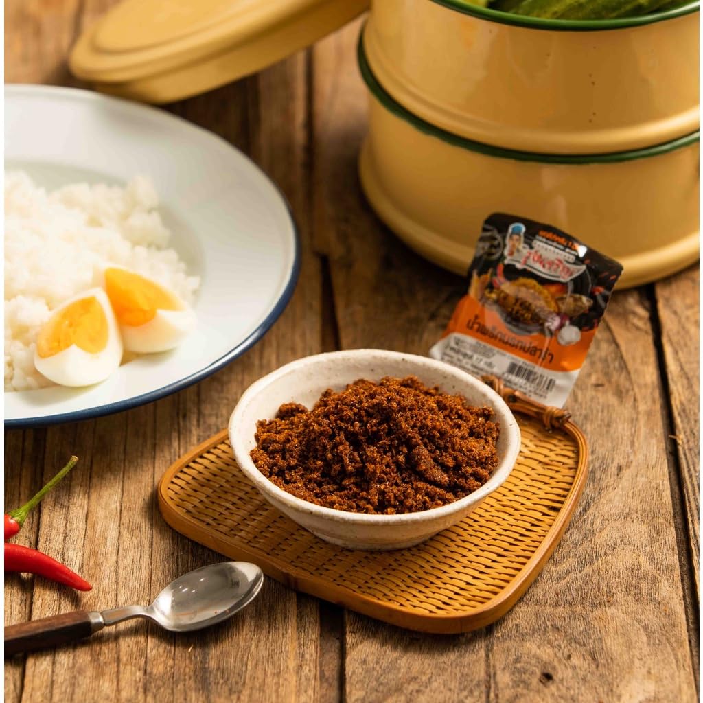 น้ำพริกรุ่งเจริญ Assorted Thai Chili Paste Sampler - Pack of 9 Individual Servings - Savory and Spicy Thai Dip Variety Set - Authentic Kitchen Pantry Staple for Rice and Vegetables (Extra Spicy Fermented Fish Chili Paste)