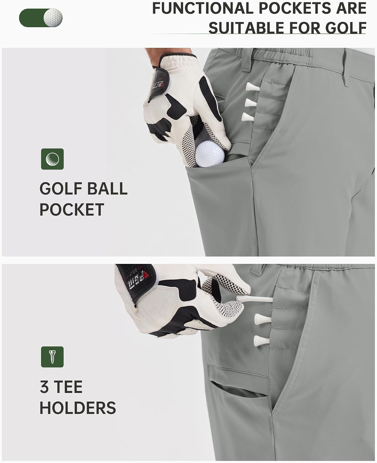 33,000ft Men's Golf Shorts 9 Inch Dry Fit Stretch Lightweight Flat Front image 4