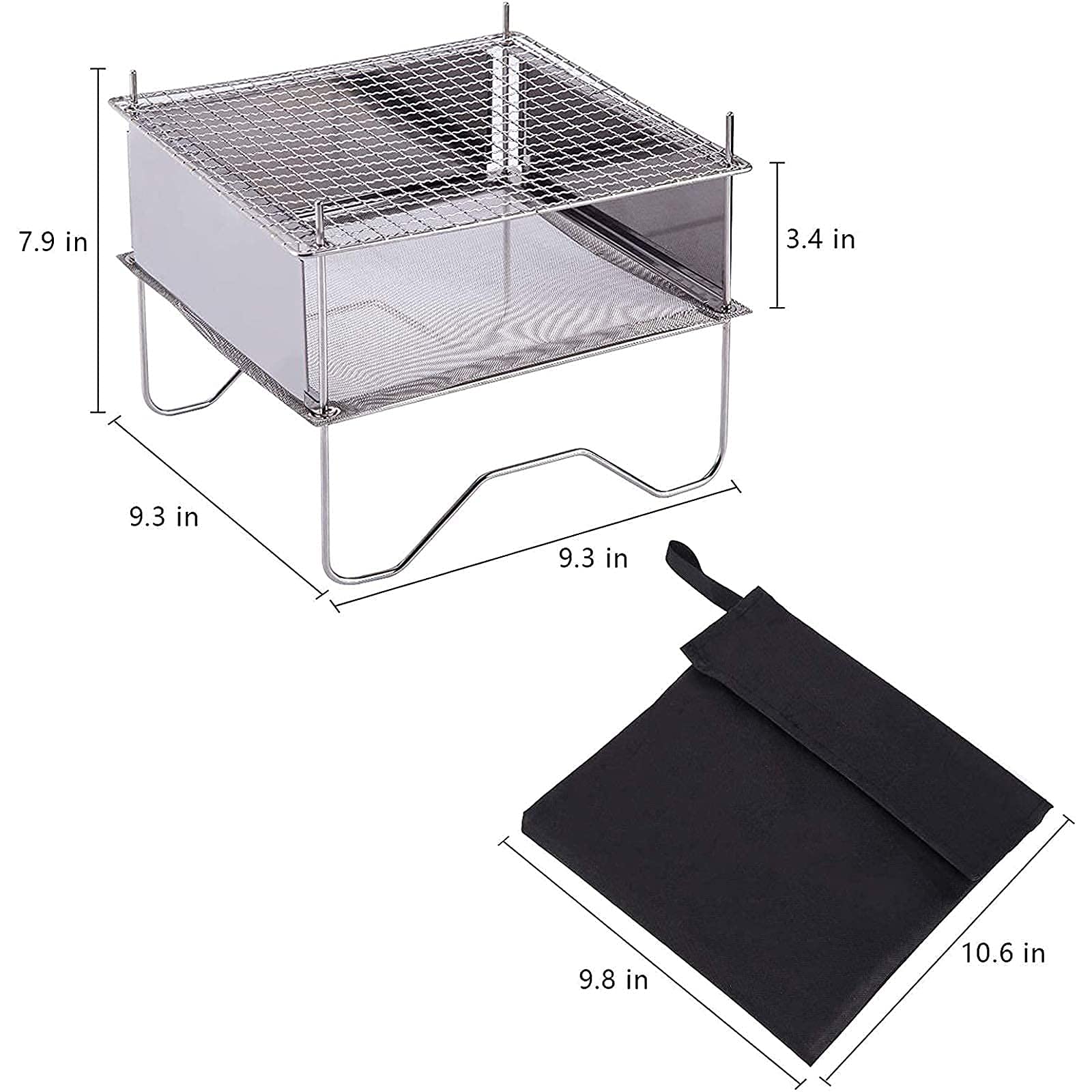 Ognisko na zewnątrz Grill, grille kempingowe Piece Składane na zewnątrz ognisko Grill Kompaktowy Mini ognisko ze stali nierdzewnej Ognisko Węgiel drzewny Grill gazowy