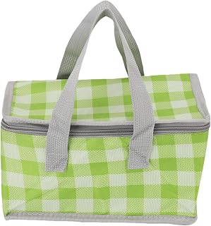 Cuifati 断熱ピクニックバッグ，折りたたみ可能なクーラートート，for アウトドア (Green White) | ビーチ用折りたたみクーラーバッグ、ショッピング用断熱食料品バッグ、チェック柄デザインのオックスフォード生地ピクニックバスケットバッグ