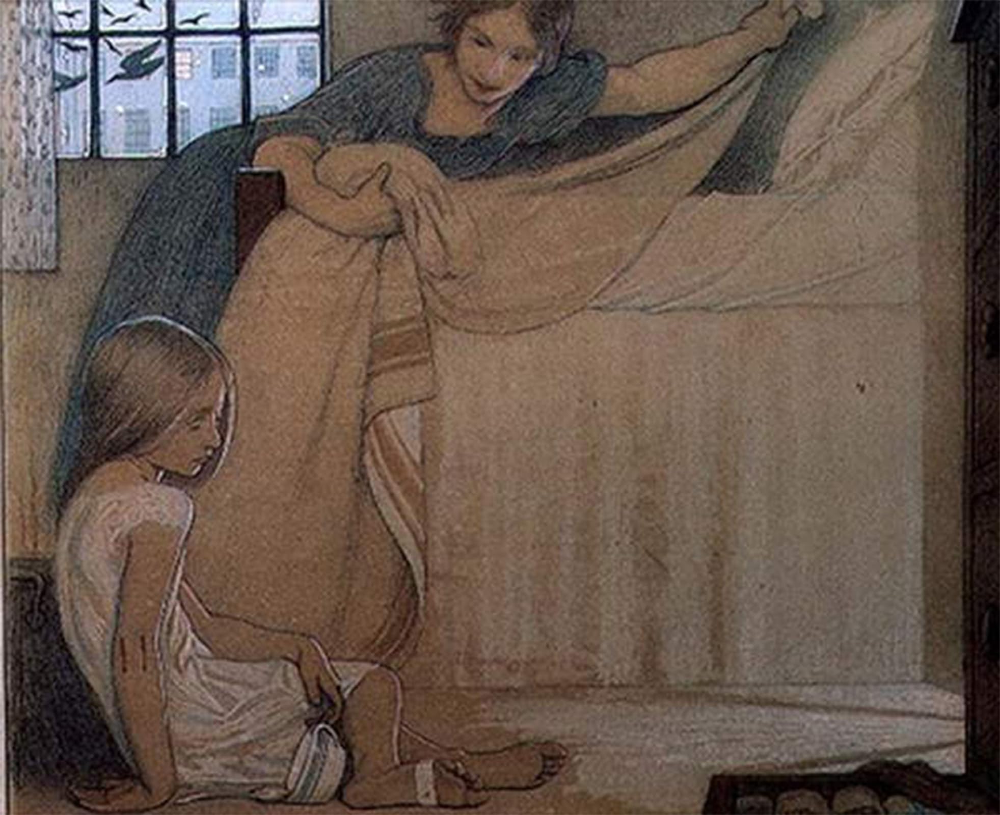 SERENDIPITP Vintage Picture Print on Canvas Wall Art Poster the Foundling by Frederick Cayley Robinson Artwork Print Poster for Wall Decor 60x90cm