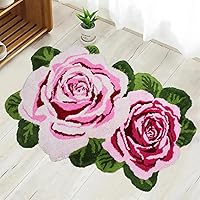 Vista 32 de USTIDE Alfombra esponjosa de rosa para piso, alfombra suave y peluda, alfombra hecha a mano, alfombras modernas, alfombras lavables para sala