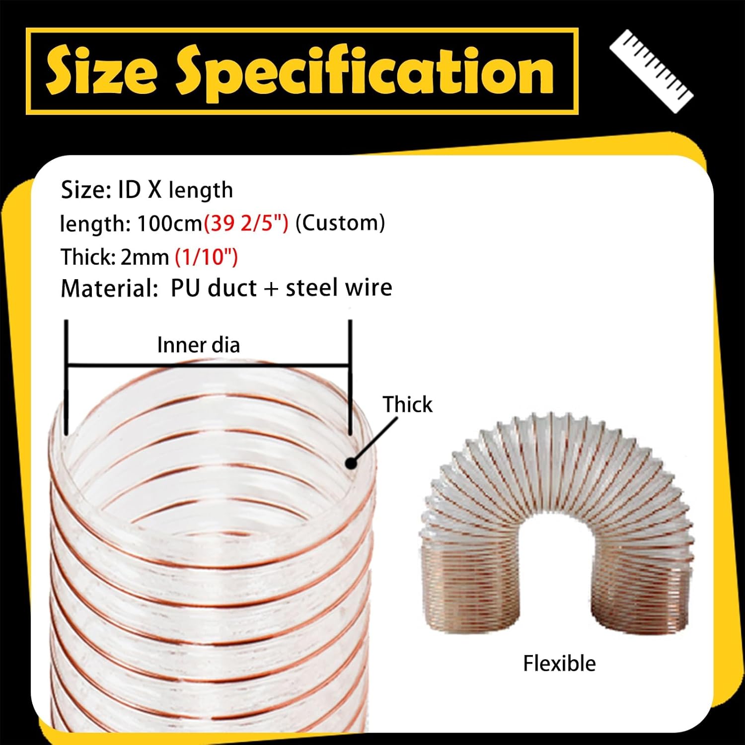 Expansion Flexible Dust Collection Hose 1/ 2/ 3/ 4", Puncture-Resistant Duct Hose for Collection Systems, Sturdy Vent Ducting for Ductwork Fan/ Radial Arm Saw /Woodworking(Id 310mm(12.2"),L1m/3.3ft)