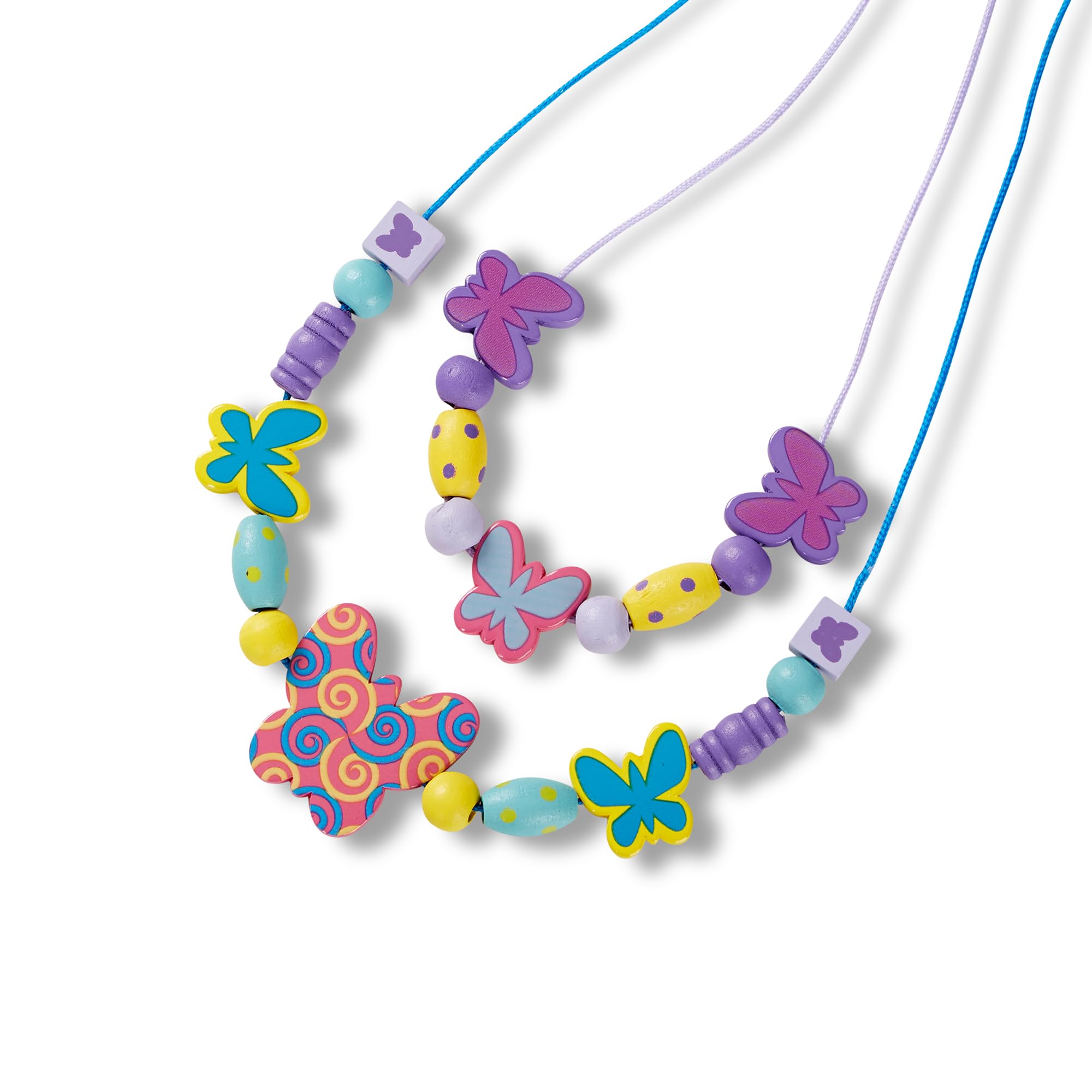 Melissa & Doug - Holzperlen-Set Schmetterlinge, 120 Perlen, Für das Designen von Armbändern und Schmuck, Für Kinder ab 4 Jahren