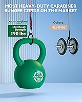 Vista 14 de Cuerdas elásticas, 80 pulgadas, para exteriores, resistencia máxima a la rotura de 190 libras, negras, con mosquetones, para portaequipajes, carga