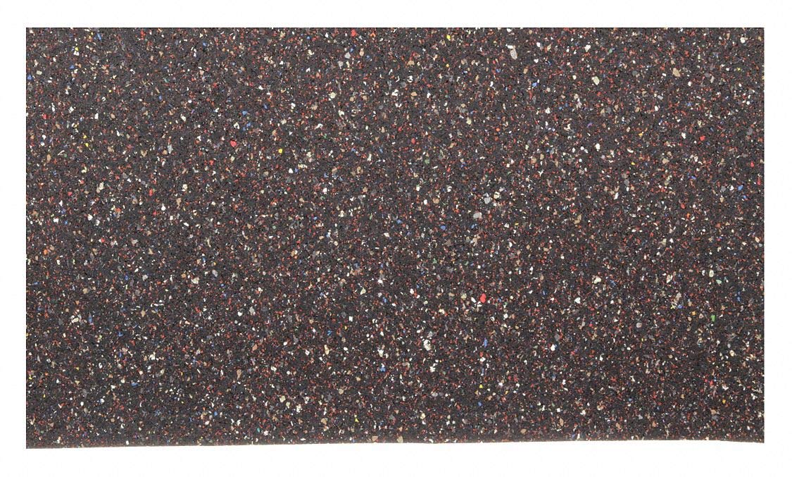 Rubber Sheet, Recycles Rubber, Width 48 in, Length 24 in, Rubber Thickness 1/16 in, 60A