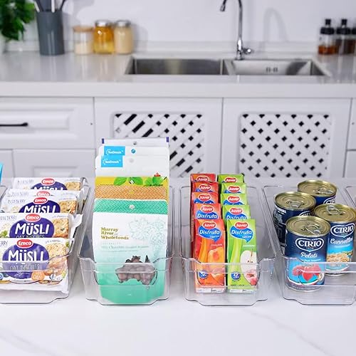 Miniatura 5 de Aheyimcn Juego de 4 organizadores apilables para refrigerador con divisores y tapas extraíbles, sin BPA, contenedores organizadores para frutas,