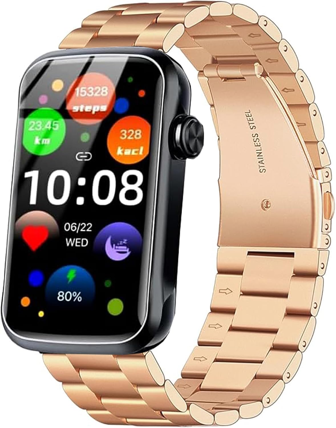 Lamshaw Compatible for Fempoin Smart Watch Bands, 16mm, 22mm Quick Release Stainless Steel Metal Replacement Straps Compatible for Fempoin T31, T10 Pro Smart Watch