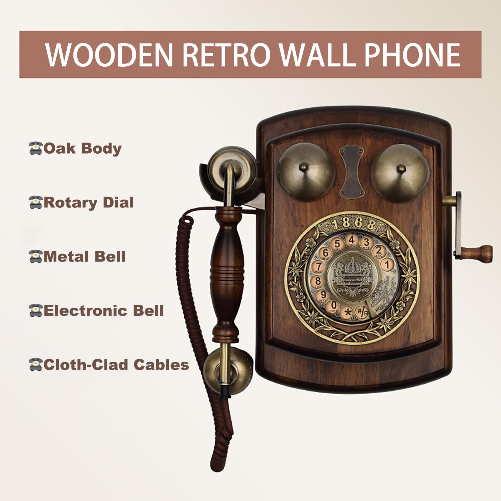 Amazon | ヴィンテージ 壁掛け電話機、家庭用コード付き固定電話