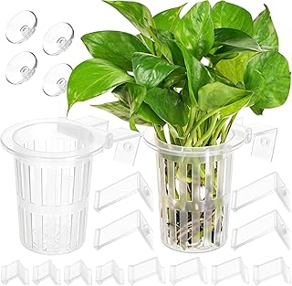 2025 New Upgraded Large Aquarium Plant Holder with 1.57-inch Extension Hooks and Suction Cups for Fish Tank Aquaponic Plant Cultivation and Aquascape Accessories Decorations (2 PCS) Transparent