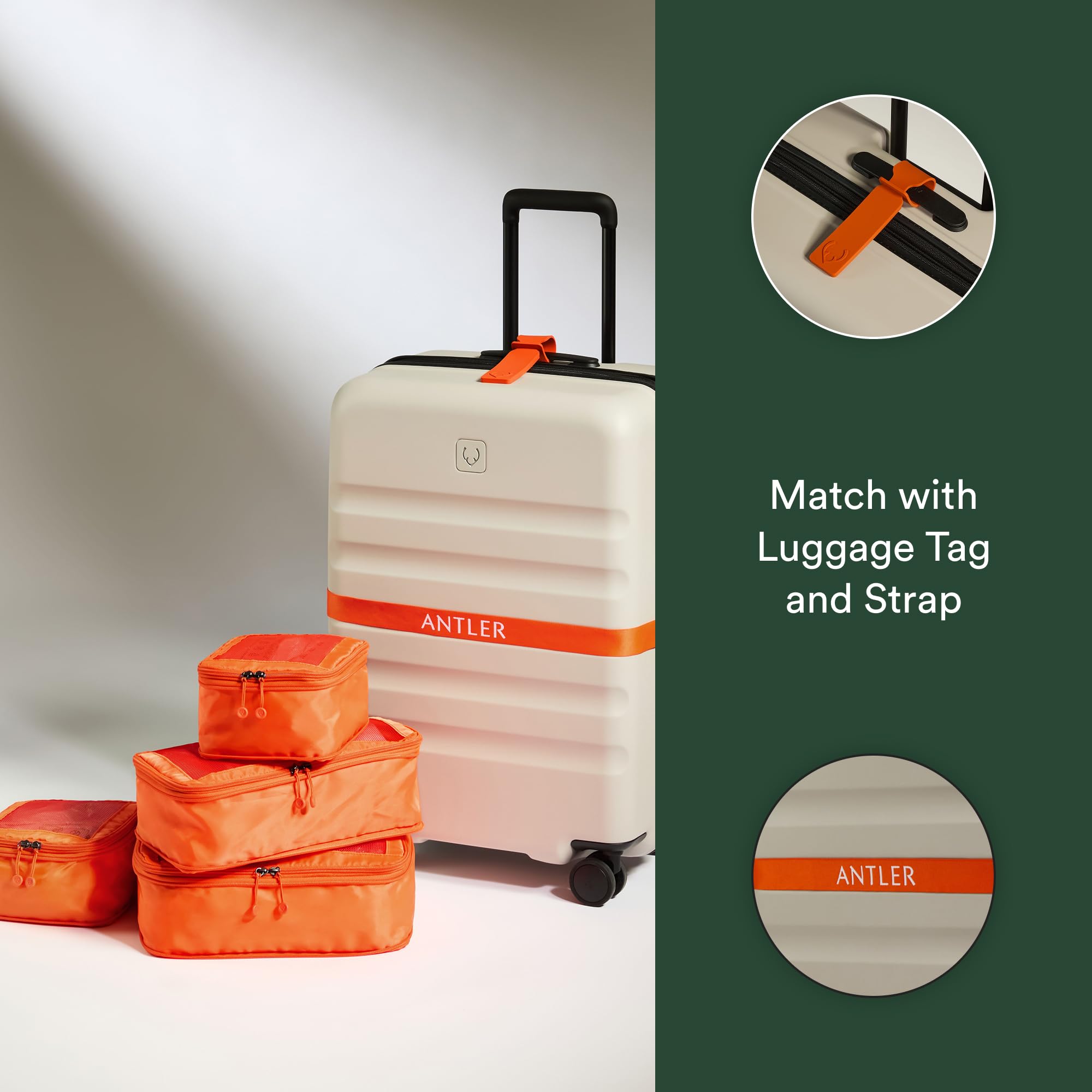 ANTLER - Set di 4 cubi da imballaggio a compressione, essenziali per valigie e zaini, organizer per vacanze, viaggi e accessori, facile da riporre vestiti e scarpe - corallo